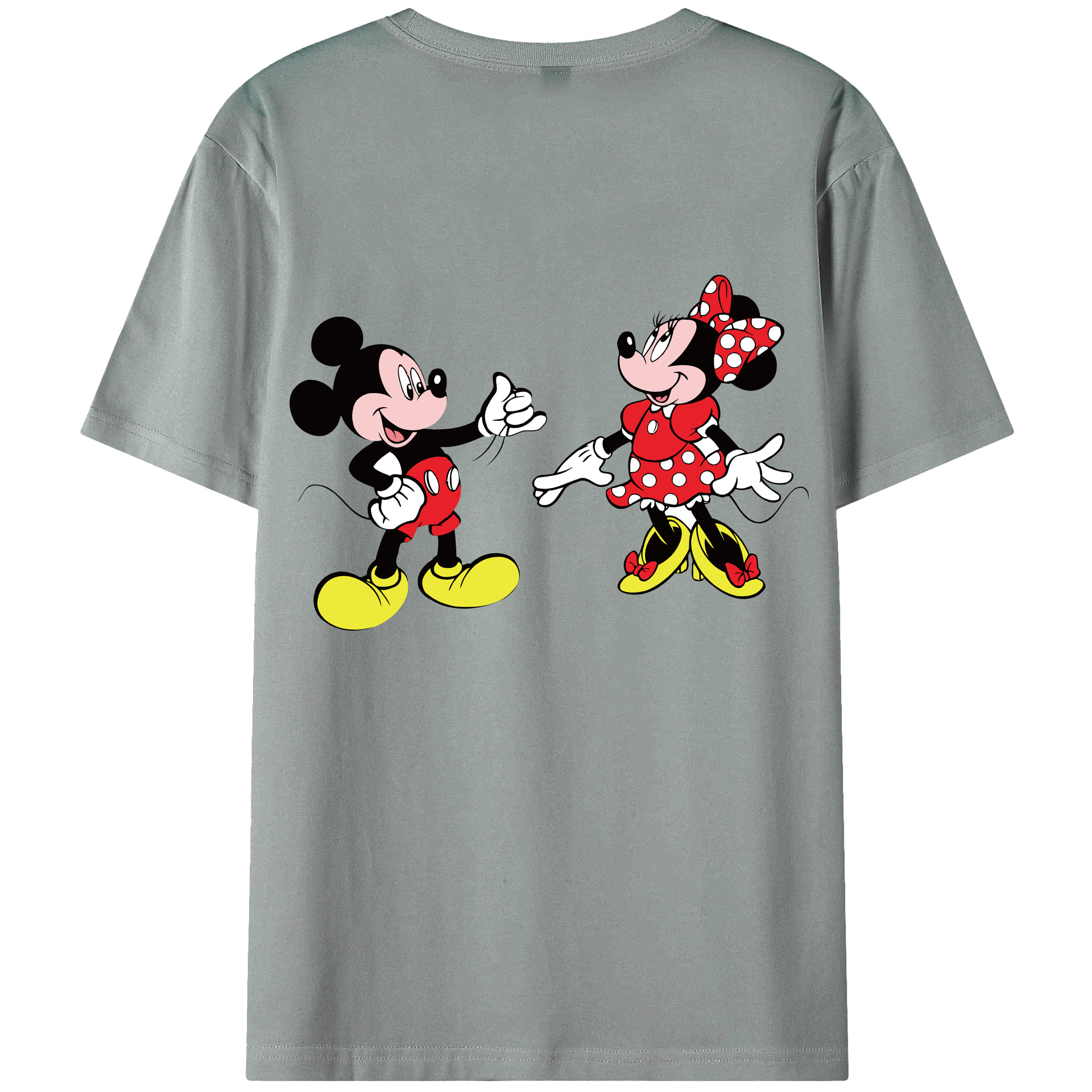 ミッキーマウス Mickey Mouse 綿100％ メンズ半袖Tシャツ（バックプリント） 通気性
